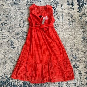 J. Crew Waist Tie Eyelet Dress Orange NWT 4